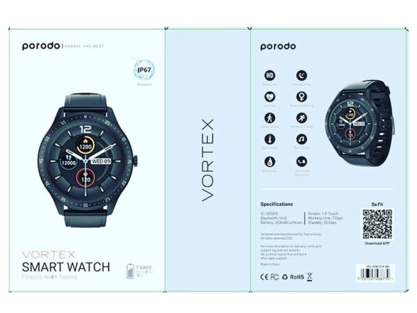 ساعت هوشمند پرودو Porodo Vortex Smart Watch PD-VORTEX-BK