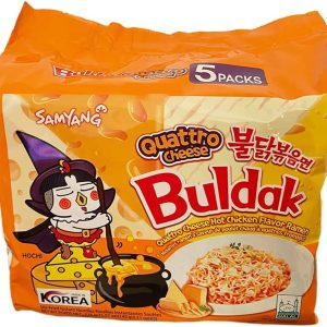 نودل کره ای پنیری با طعم تند مرغ Samyang سامیانگ مدل Quattro Cheese بسته 5 عددی